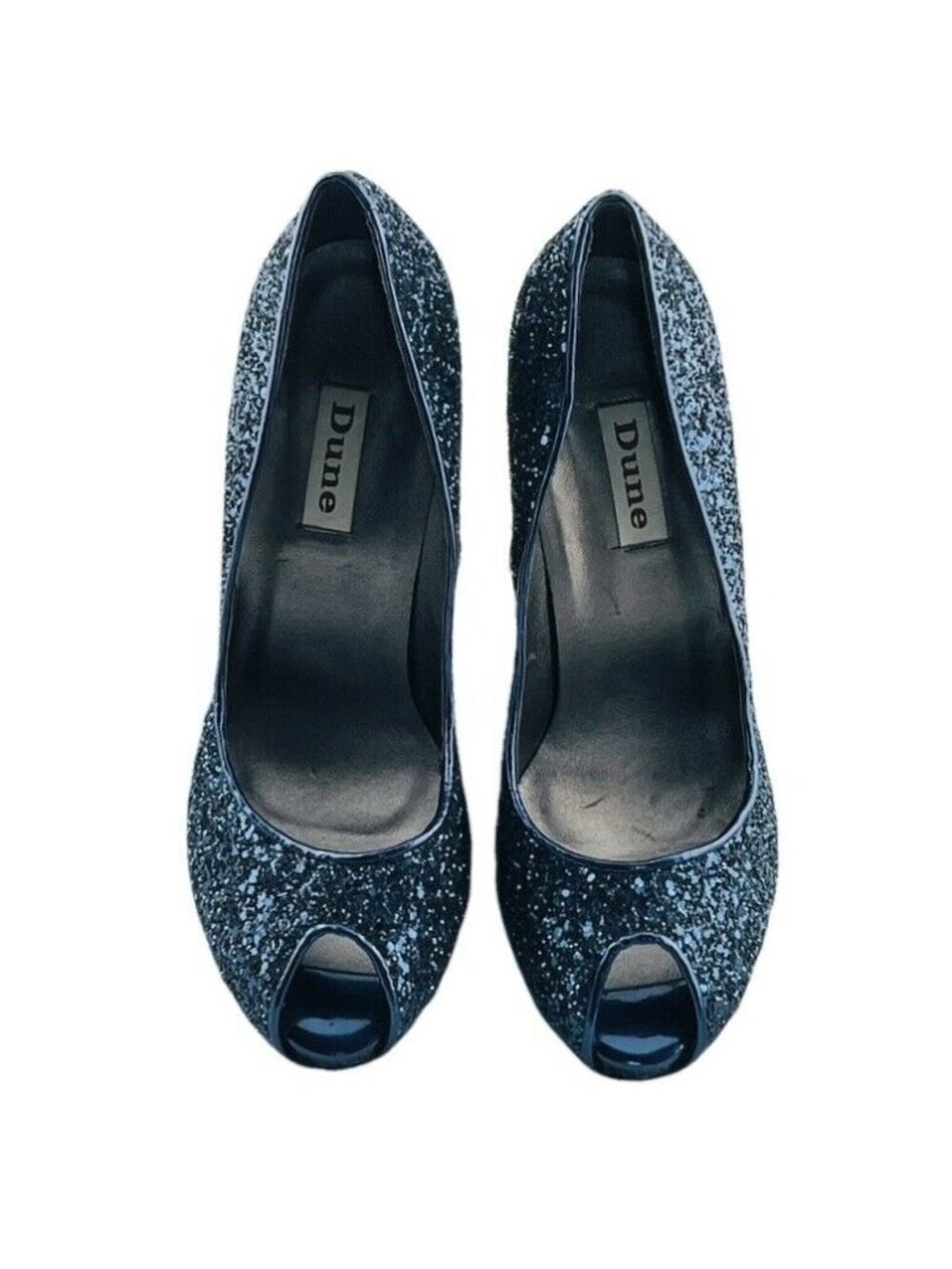 Dune Womens Black Glitter Peep Toe High Heel Pumps Size 39 EU 8.5 US - Picture 3 of 10